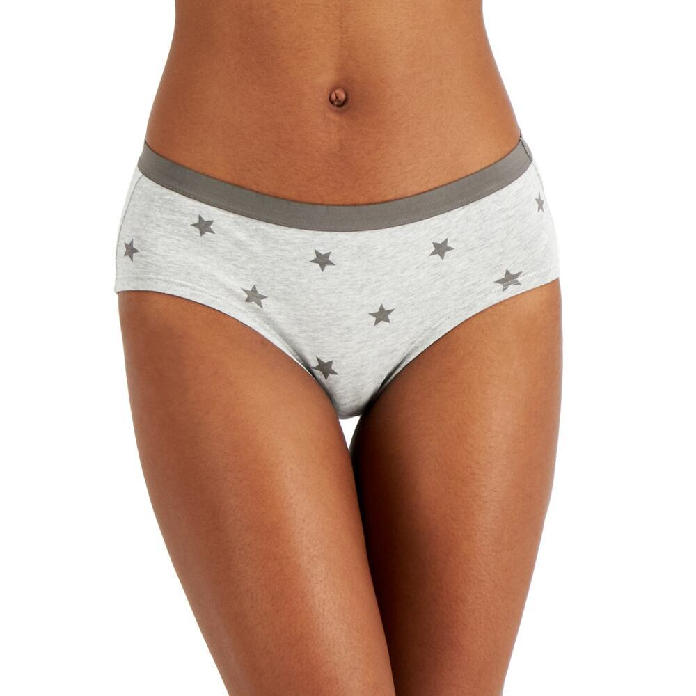 Jenni Elastic Waistband Cotton Hipster Underwear Grey Stars NWT Plus Size XXXL